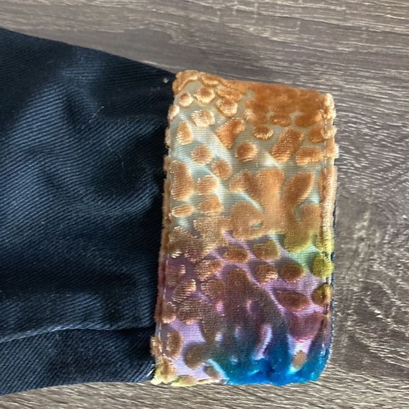 Y2K Taylor G Dallas Texas Denim Stretch Small Womens Jacket w/ Colorful designs - Picture 7 of 8